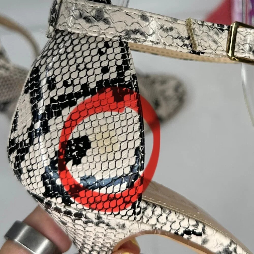 Lulus Elsi Beige Snake Strap Heels NW/OT or box Size 8 1/2 - Picture 13 of 14